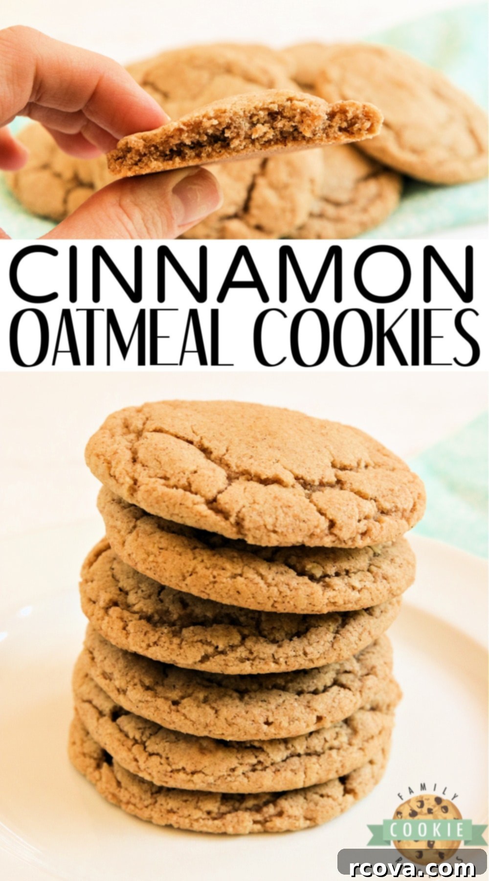 Aromatic Cinnamon Oat Delights 9 A stack of soft and chewy Cinnamon Oatmeal Cookies, perfect for a cozy treat.