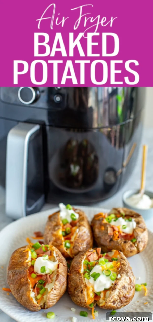 The Ultimate Fully Loaded Air Fryer Baked Potato 12 This Air Fryer Baked Potato recipe is a go-to because it's so easy! Try them fully loaded with bacon, cheese and sour cream. #airfryer #bakedpotato