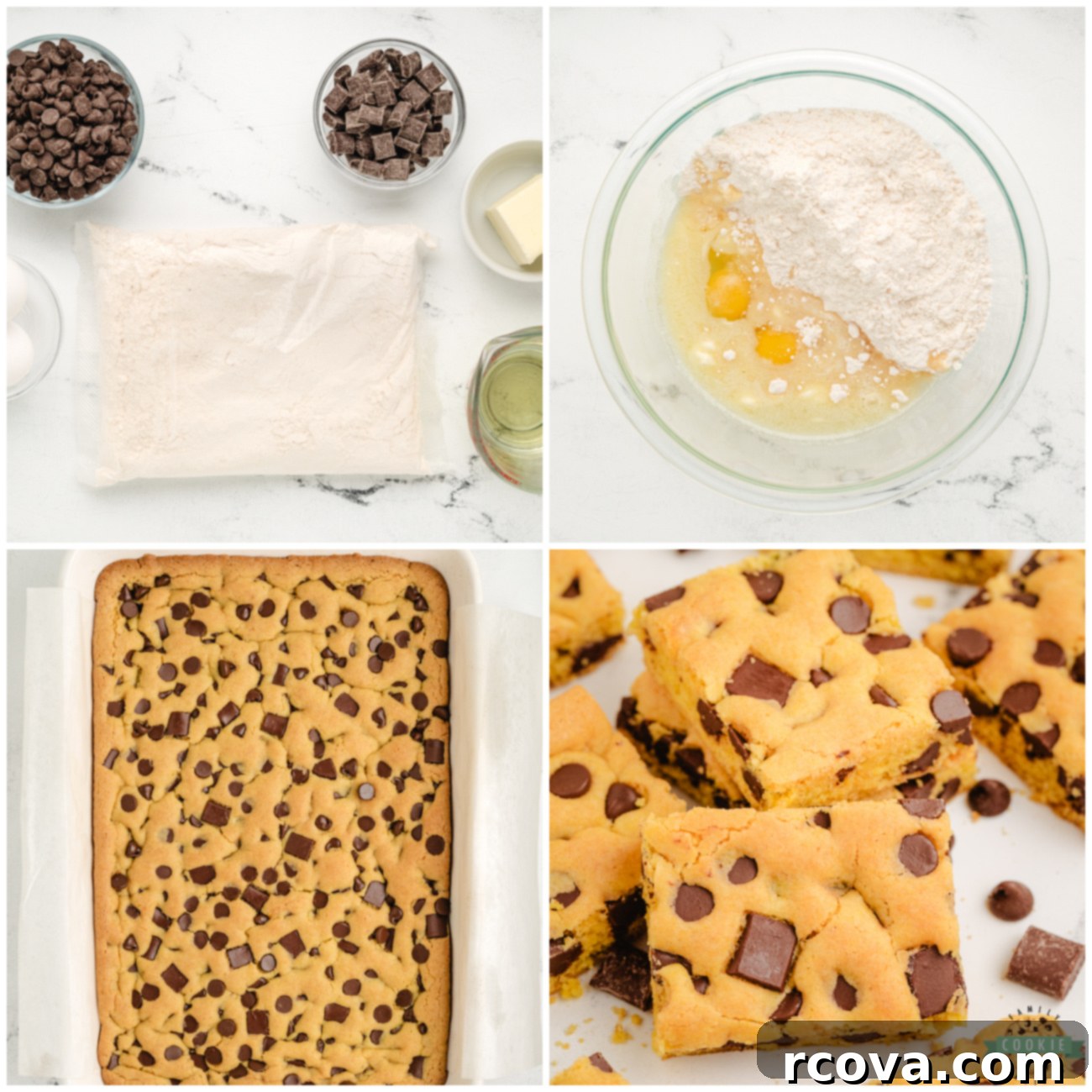 Golden Cake Mix Cookie Bar Delights 3 Step-by-step image demonstrating how to combine wet and dry ingredients for cake mix cookie bars, showing the thick, golden dough in a mixing bowl.