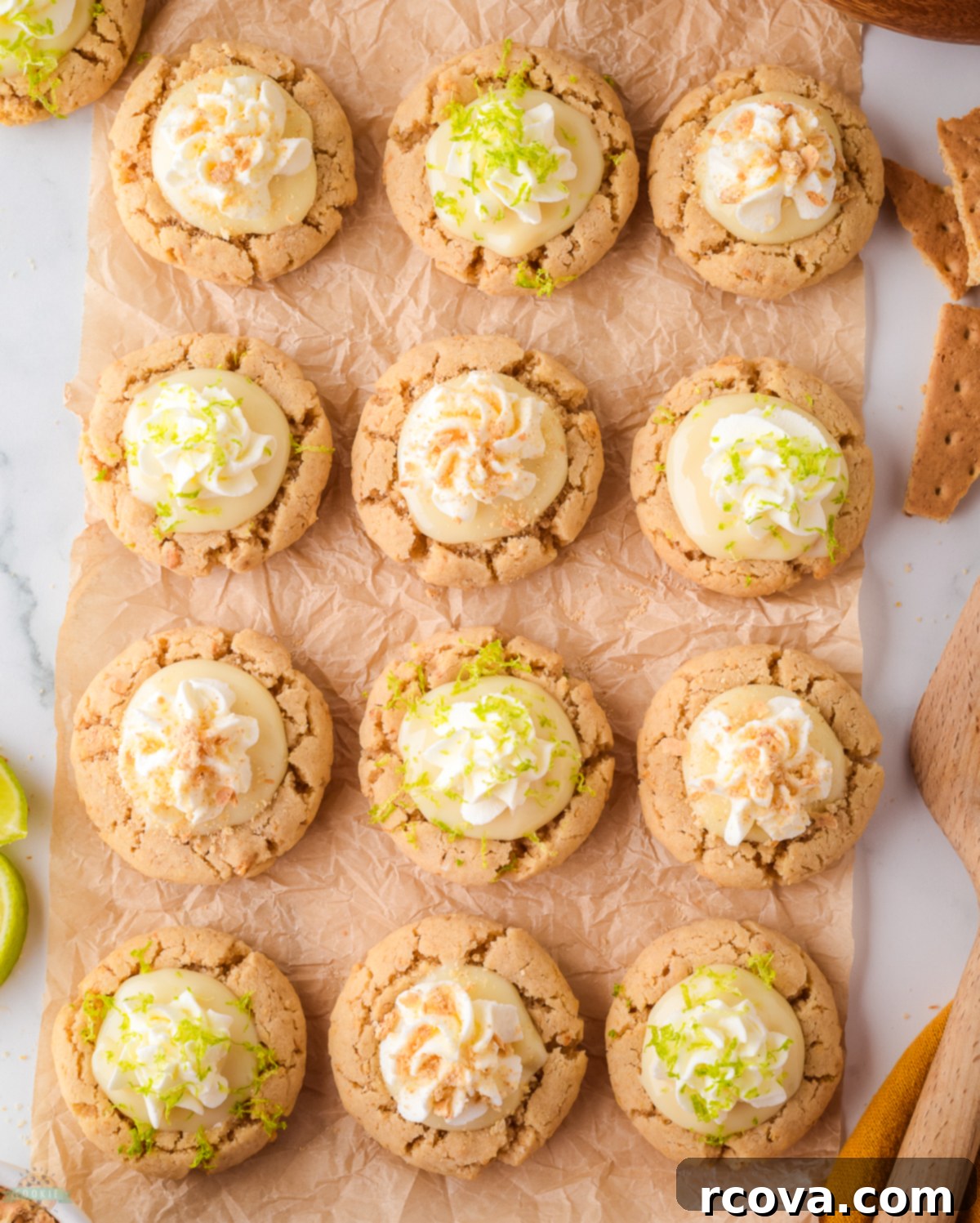 Tangy Key Lime Delights 6 tray of 12 fancy bakery style key lime cookies, elegantly presented