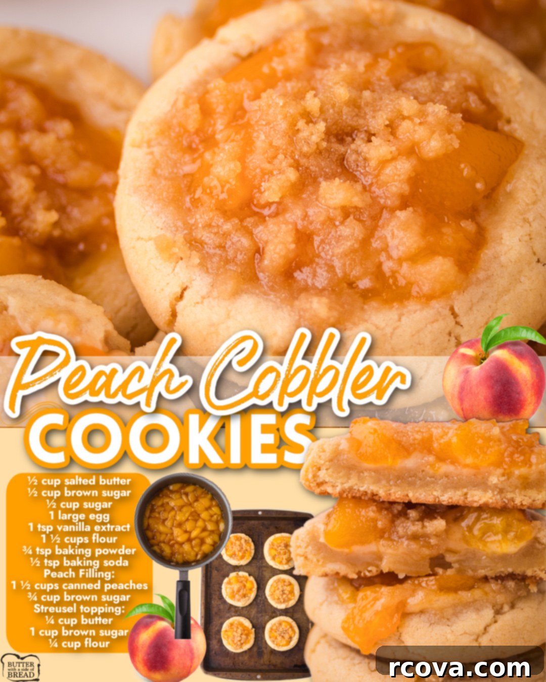 Peachy Cobbler Cookies 6 Large image of Peach Cobbler Cookies ready to be shared, emphasizing their inviting appeal