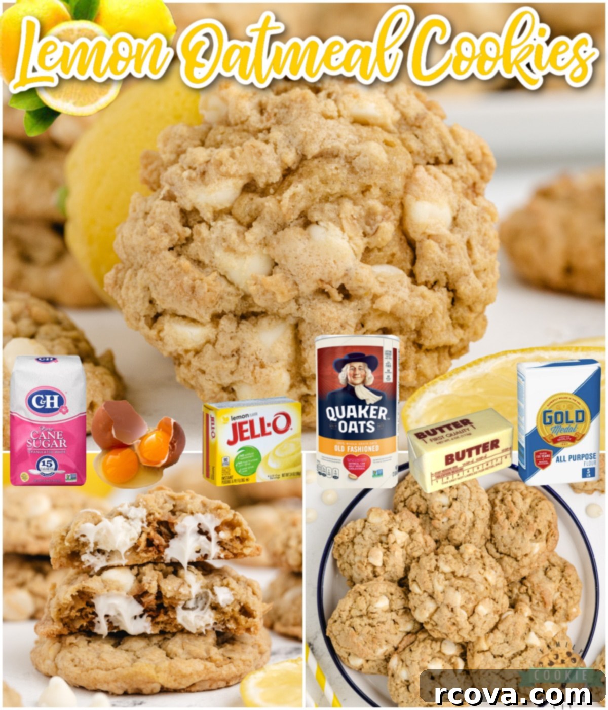 Zesty Lemon Oat Cookies 12 Lemon Oatmeal Cookies are soft, chewy, and made with lemon pudding mix and white chocolate chips! Easy oatmeal cookie recipe with a ton of lemon flavor!