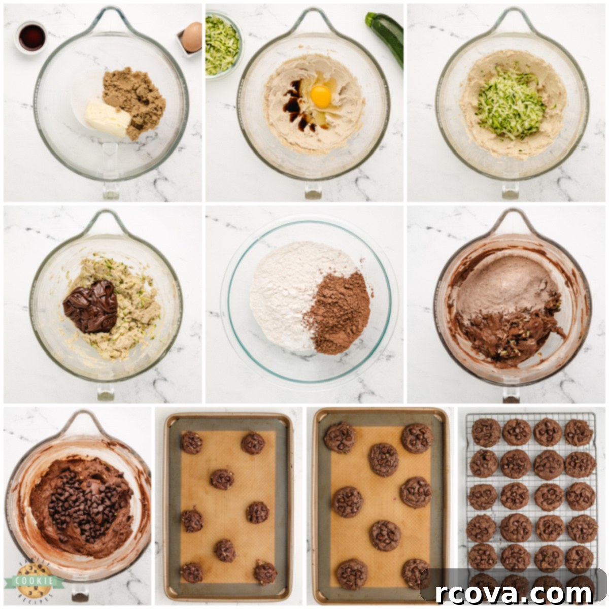 Decadent Chocolate Zucchini Cookies 4 Step by step instructions on how to make Chocolate Zucchini Cookies.