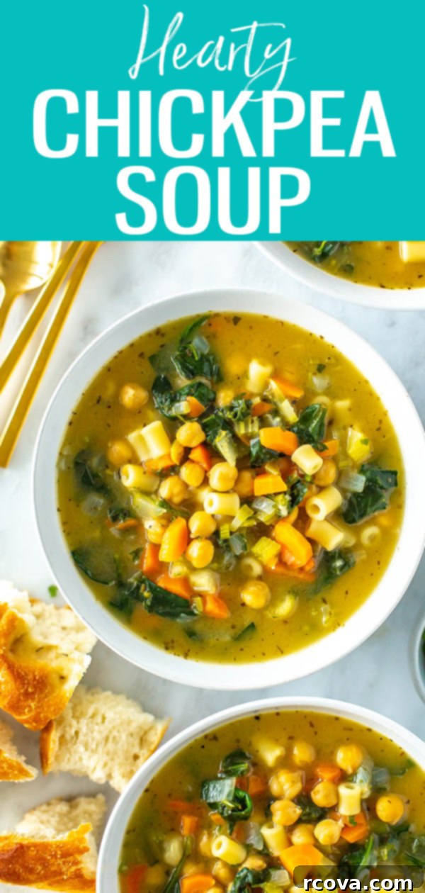 Hearty Chickpea Soup Your Way 13 The Hearty Chickpea Soup is the perfect vegetarian lunch for winter. It has pasta, parmesan, Italian seasoning and spinach in it. #vegetarian #chickpeasoup