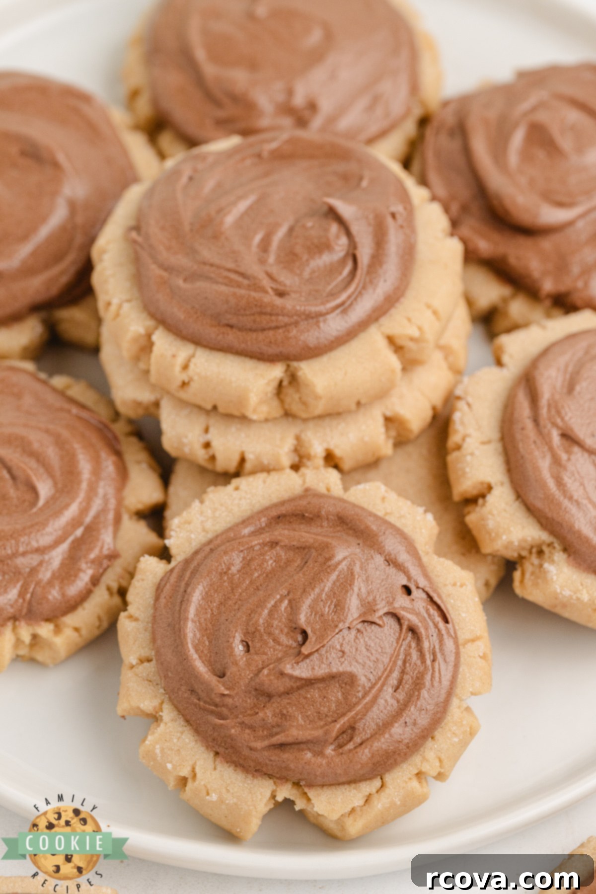 Peanut Butter Sugar Cookie Perfection 8 Thick, chewy peanut butter cookies frosted with chocolate frosting.