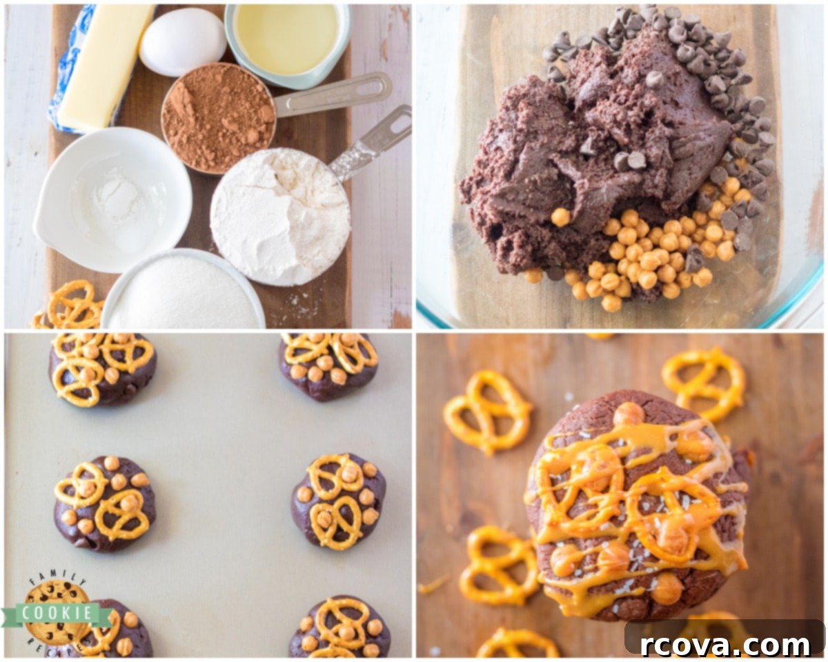 Fudgy Salted Caramel Brownie Cookies 5 Step-by-step image of mixing ingredients for Salted Caramel Brownie Cookies.