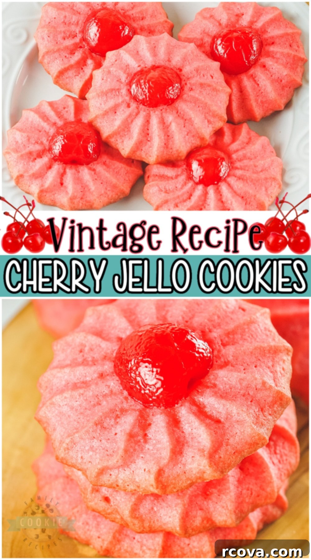 Ruby Cherry Delights 11 A Pinterest-ready image for Vintage Cherry Jello Cookies, showcasing their vibrant color and deliciousness.