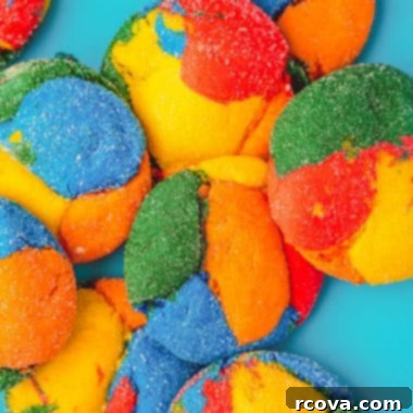 Colorburst Cookies 6 Vibrant and colorful cake mix cookies arranged artfully on a cooling rack, showcasing their cheerful hues.