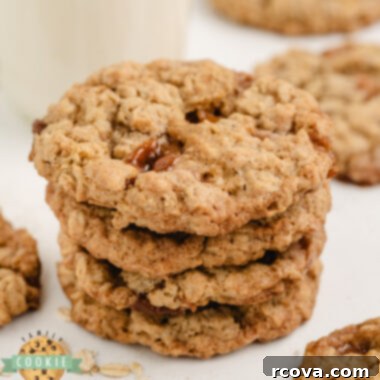 Golden Oat & Caramel Goodness 6 A perfectly baked Caramel Oatmeal Cookie, showcasing its chewy texture and golden brown edges.
