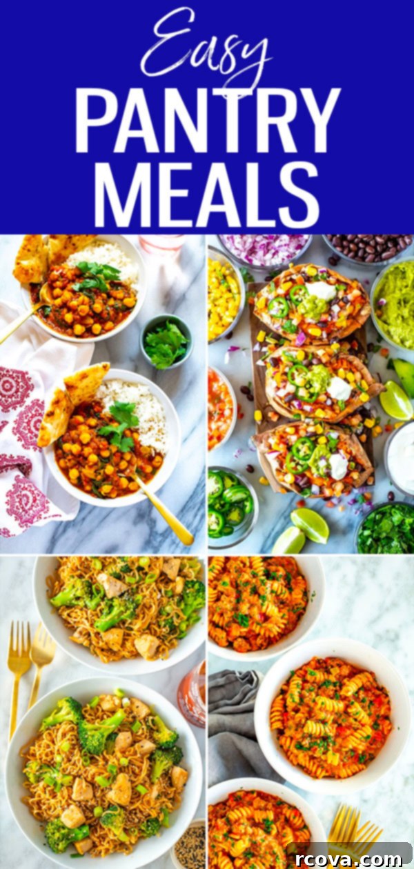 26 Easy and Healthy Pantry Dinners 29 Got some pantry staples? These Easy Pantry Meals make for great dinners when you don't feel like running to the grocery store! #easyrecipes #pantrymeals