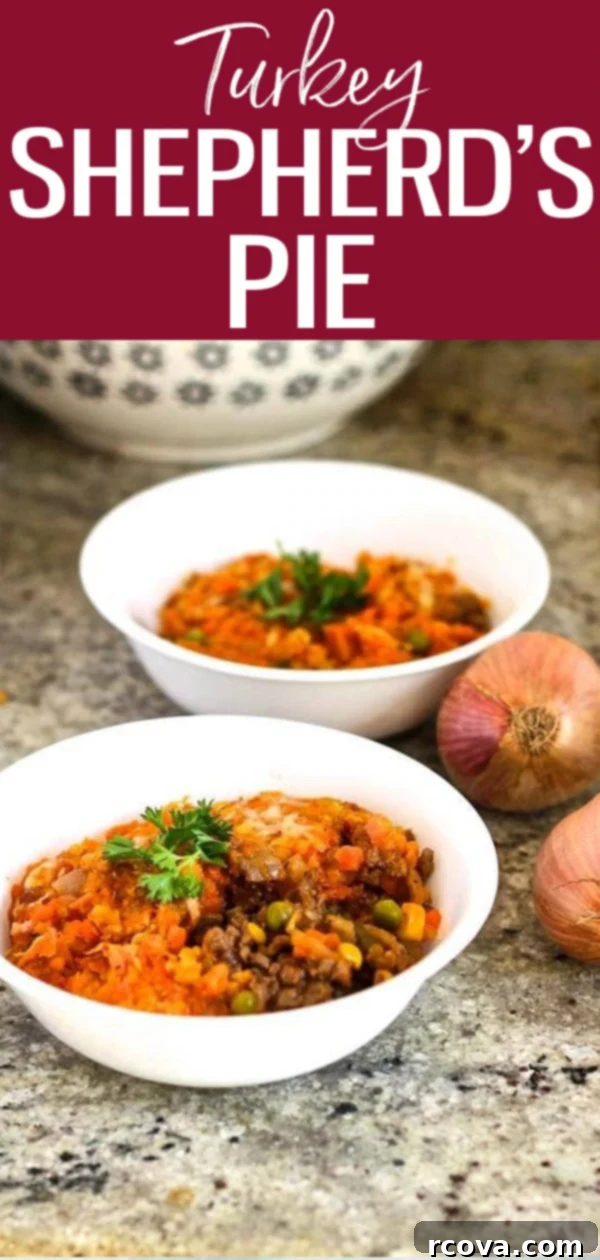 Wholesome Turkey Shepherd's Pie 8 Healthy Turkey Shepherd’s Pie with Carrot and Rutabaga Mash, a delicious comfort food for healthy meal planning