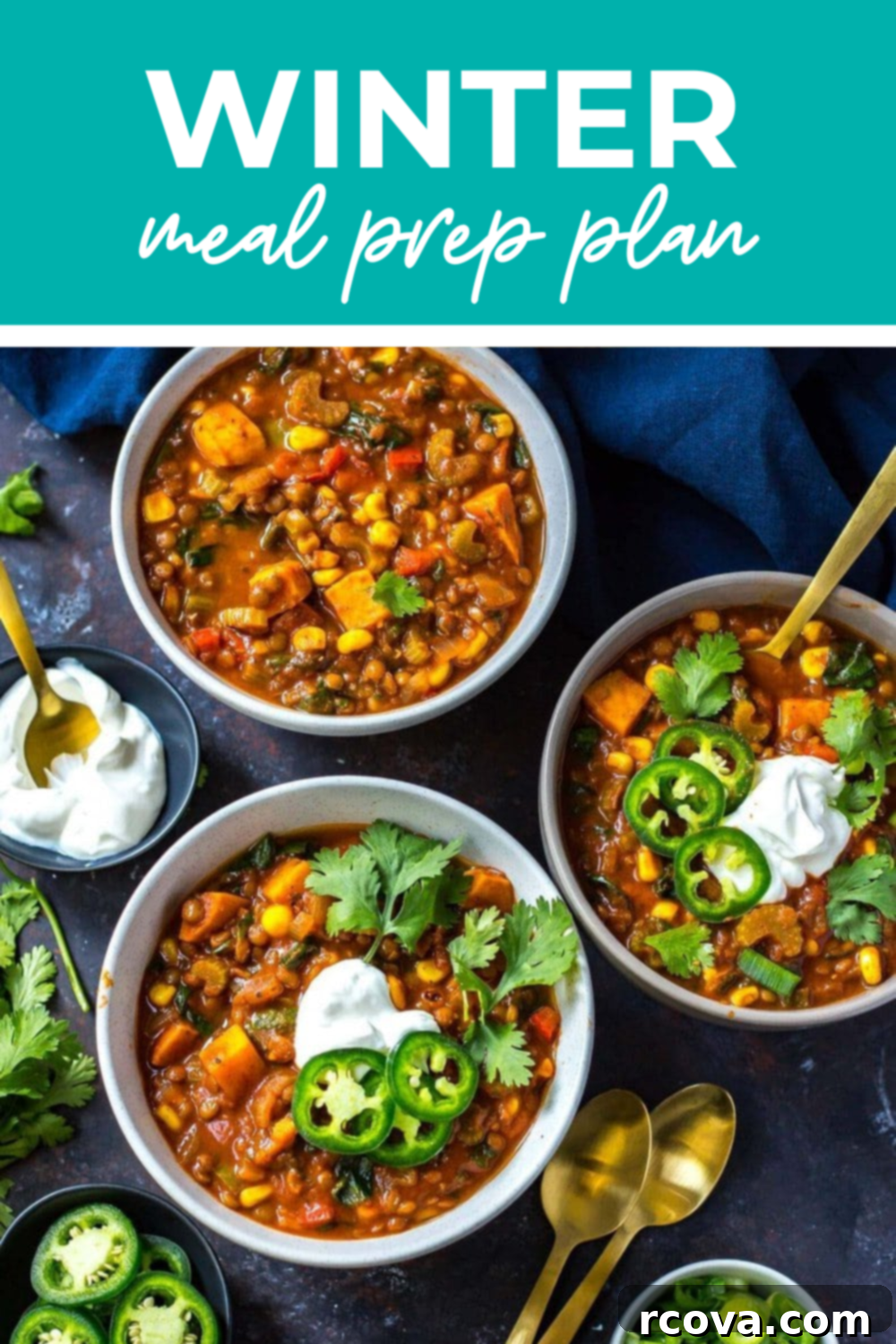 Cozy Winter Meals: Your Free Prep Guide 11 Steaming soup topped with jalapenos, in bowls ready to serve