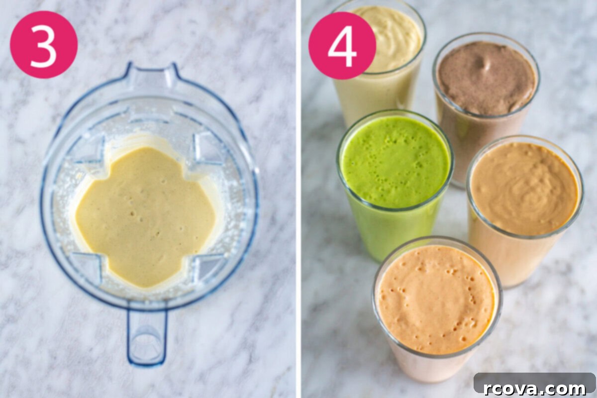 5 Genius Make Ahead Smoothie Packs 6 Steps 3 and 4 for making meal prep smoothie packs: First, blend until perfectly smooth and creamy. Then, pour the freshly blended smoothie into a glass and savor every delicious sip!