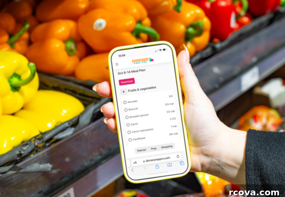 12 Grocery Hacks to Save Big in 2025 8 A detailed Dinner Prep Pro grocery list, neatly organized for efficient shopping.