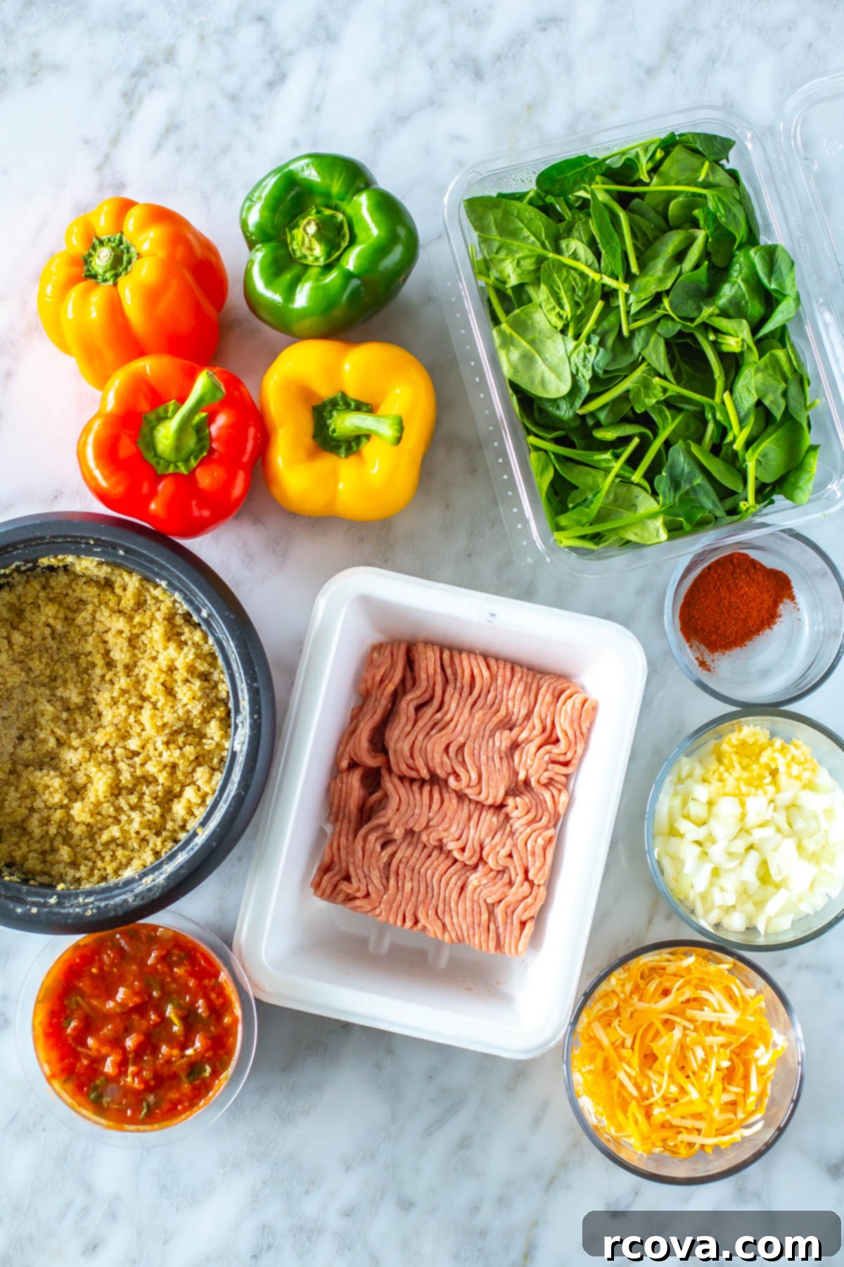 8 Clever Tricks to Cut Food Waste and Boost Your Savings 5 An overhead shot of a bunch of fresh, colorful ingredients, including various types of produce, neatly arranged for cooking. This image highlights the freshness and quality of groceries that can be maximized through careful planning.