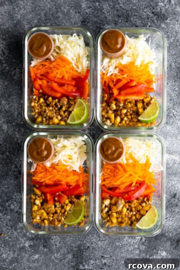 Tofu Transformed: 17 Irresistible Dishes 8 Vegan Spring Roll Bowls with crumbled tofu, crunchy veggies, and peanut sauce.