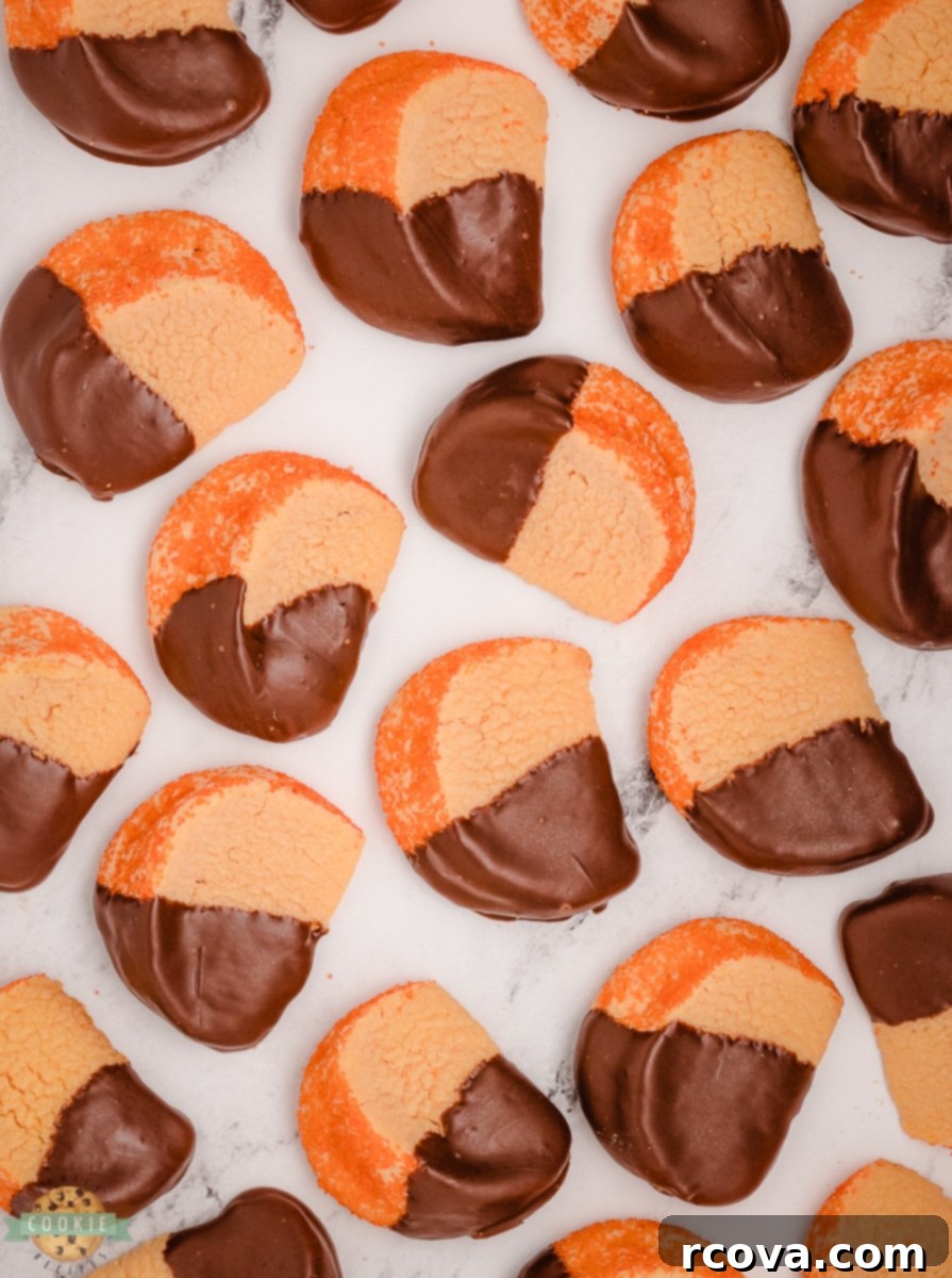 Zesty Chocolate Orange Cookies 4 chocolate dipped orange cookies