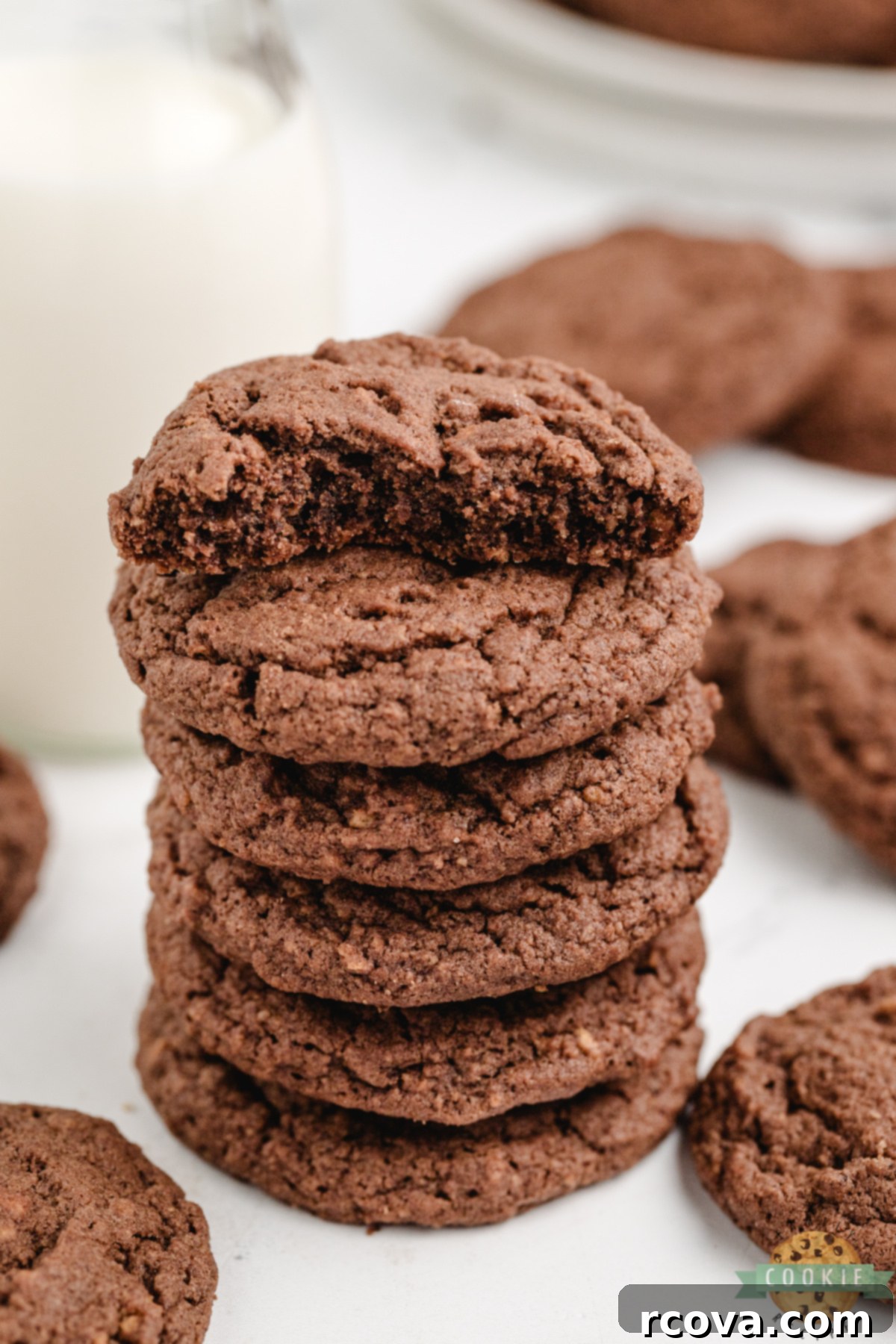 Decadent Chocolate Graham Bites 7 Freshly baked chocolate graham cracker cookies cooling on a wire rack.