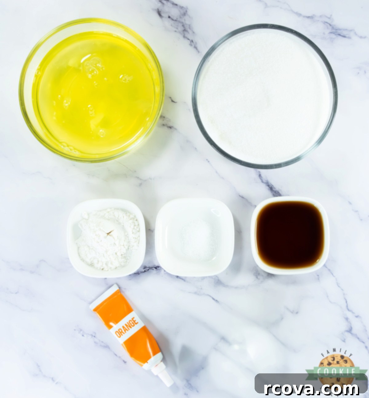 Pumpkin Spice Meringue Clouds 3 A beautiful flat lay of all the essential ingredients needed for a delicious Pumpkin Meringue Cookies recipe, including egg whites, sugar, and flavoring.