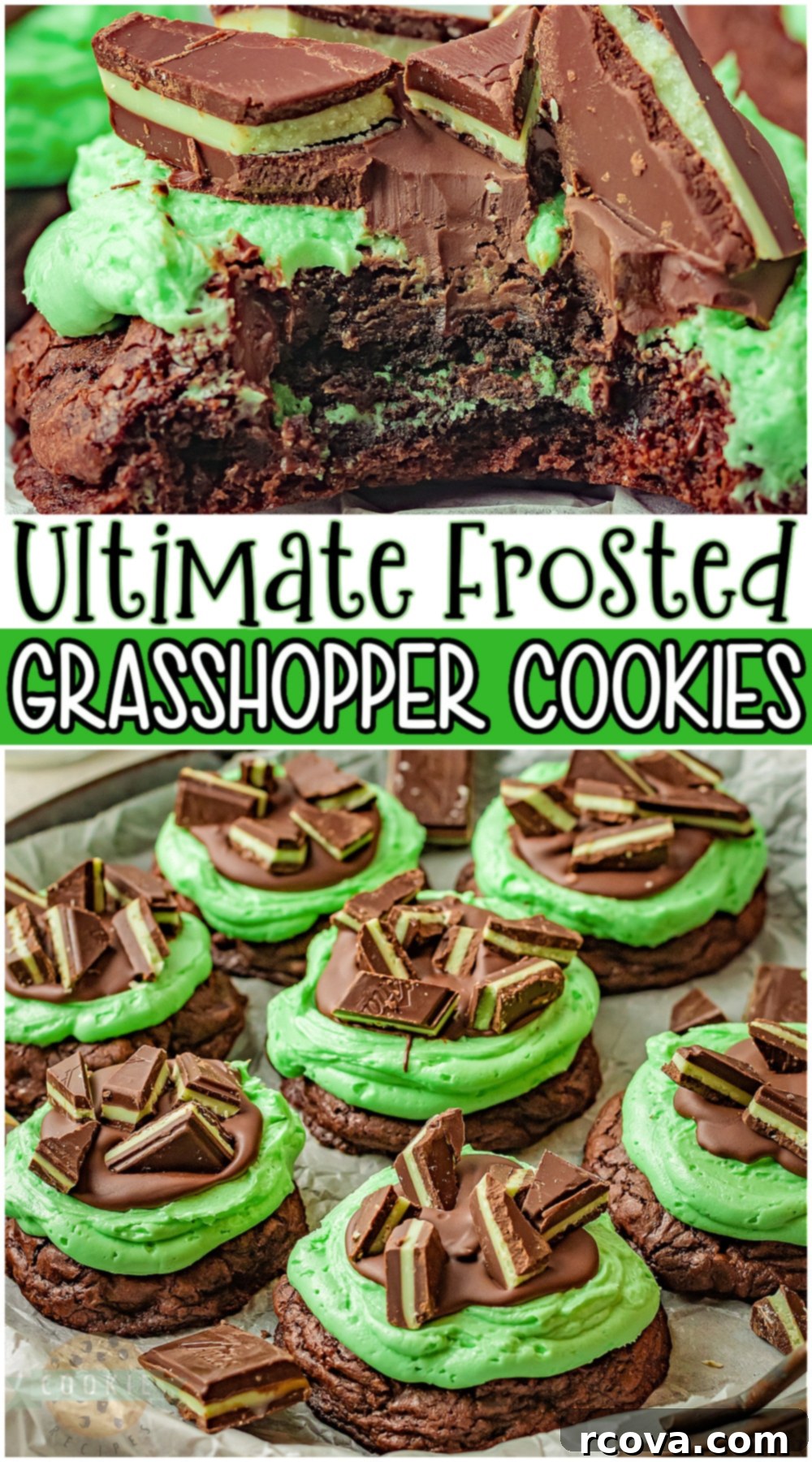 Grasshopper Delights 10 A large pile of Grasshopper Cookies, ready to be enjoyed.