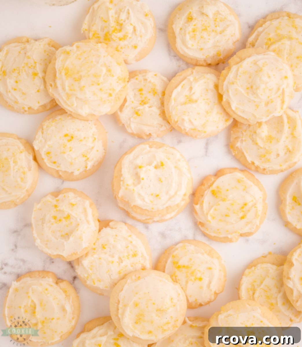 Sugar Cookie Morsels 2 Close-up of frosted mini sugar cookie bites on a white plate