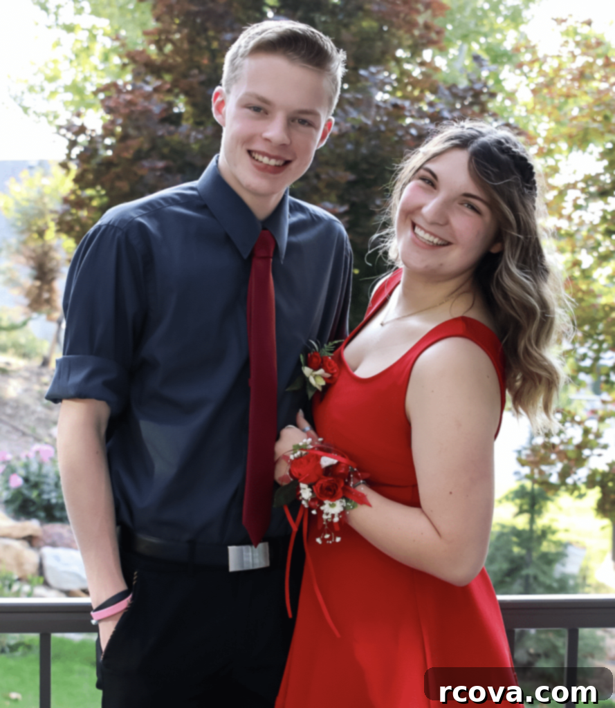 Sugar Cookie Morsels 11 Two smiling teenagers dressed up for Homecoming