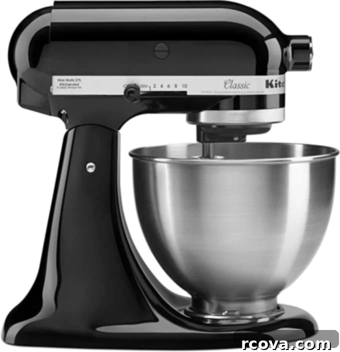 Ultimate Kitchen Setup 29 A black KitchenAid stand mixer, a quintessential baking and mixing appliance.