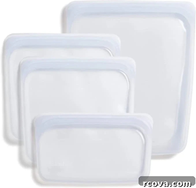 Ultimate Kitchen Setup 32 A set of white/clear Stasher bags, a sustainable silicone food storage option.