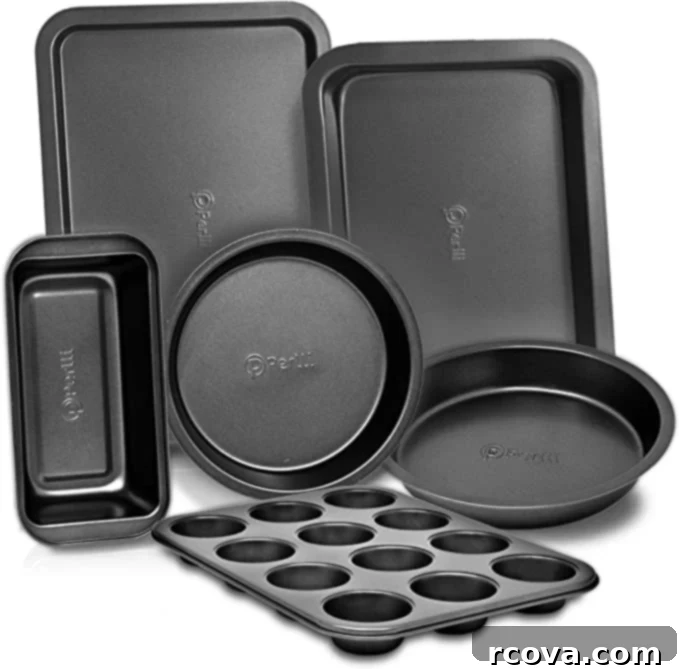Ultimate Kitchen Setup 9 A complete bakeware set featuring sheet pans, muffin tins, and cake pans for all baking needs.