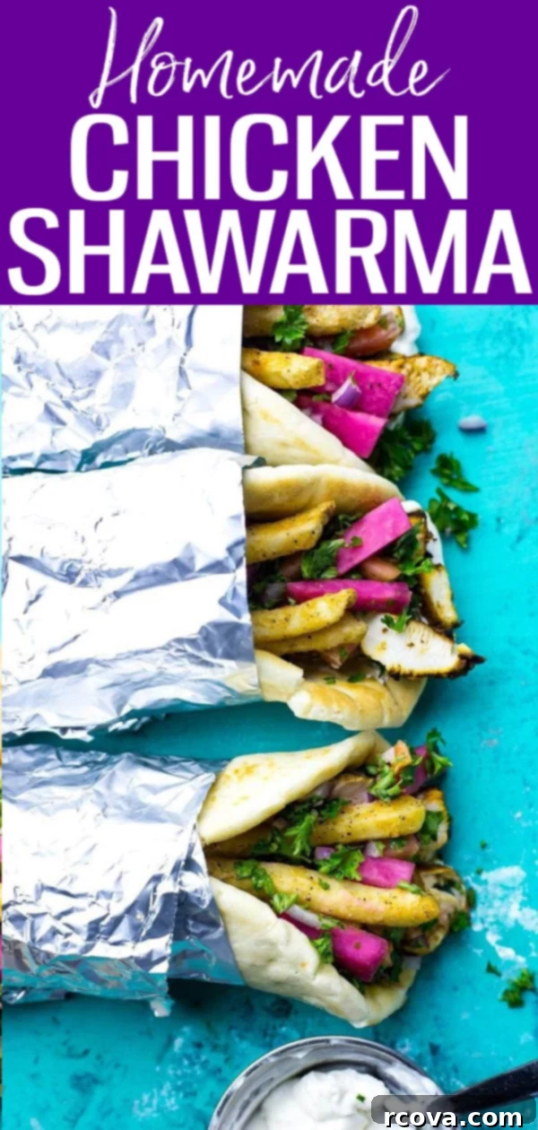 Shawarma Perfection From Your Own Kitchen 11 This is the Best Homemade Chicken Shawarma made with taboule, homemade garlic sauce and pickled turnips, all stuffed into a warm pita. #chickenshawarma