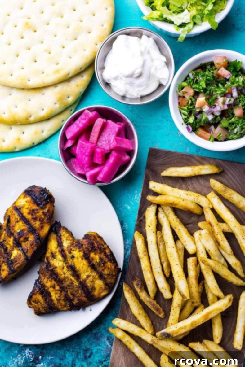Shawarma Perfection From Your Own Kitchen 5 overhead: ingredients to make a chicken shawarma recipe