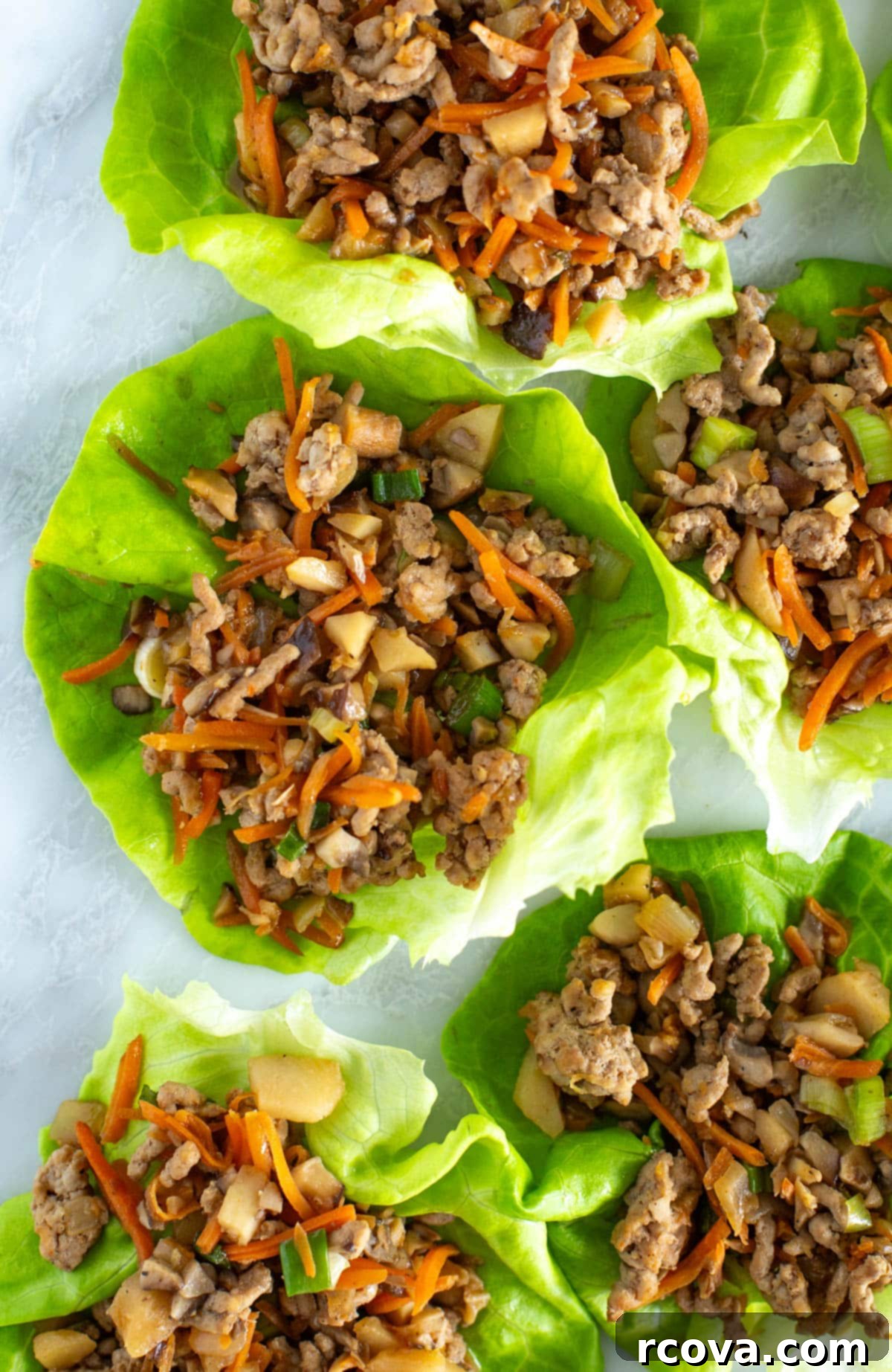 35+ Healthy and Easy Recipes Under 500 Calories 38 Beautifully assembled PF Chang's Chicken Lettuce Wraps, a healthy and low-carb copycat recipe perfect for a quick meal.