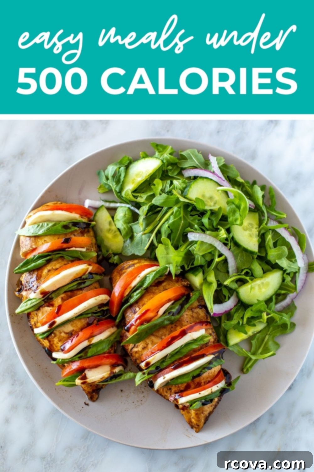 35+ Healthy and Easy Recipes Under 500 Calories 42 A supporting collage of healthy recipes, featuring the text 'Easy Meals Under 500 Calories'.