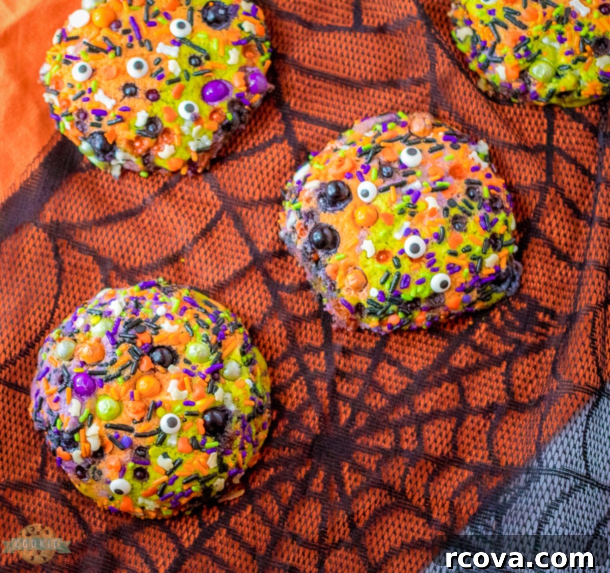 Bewitching Sprinkle Bites 8 Halloween Sprinkle Cookies cooling on a wire rack.
