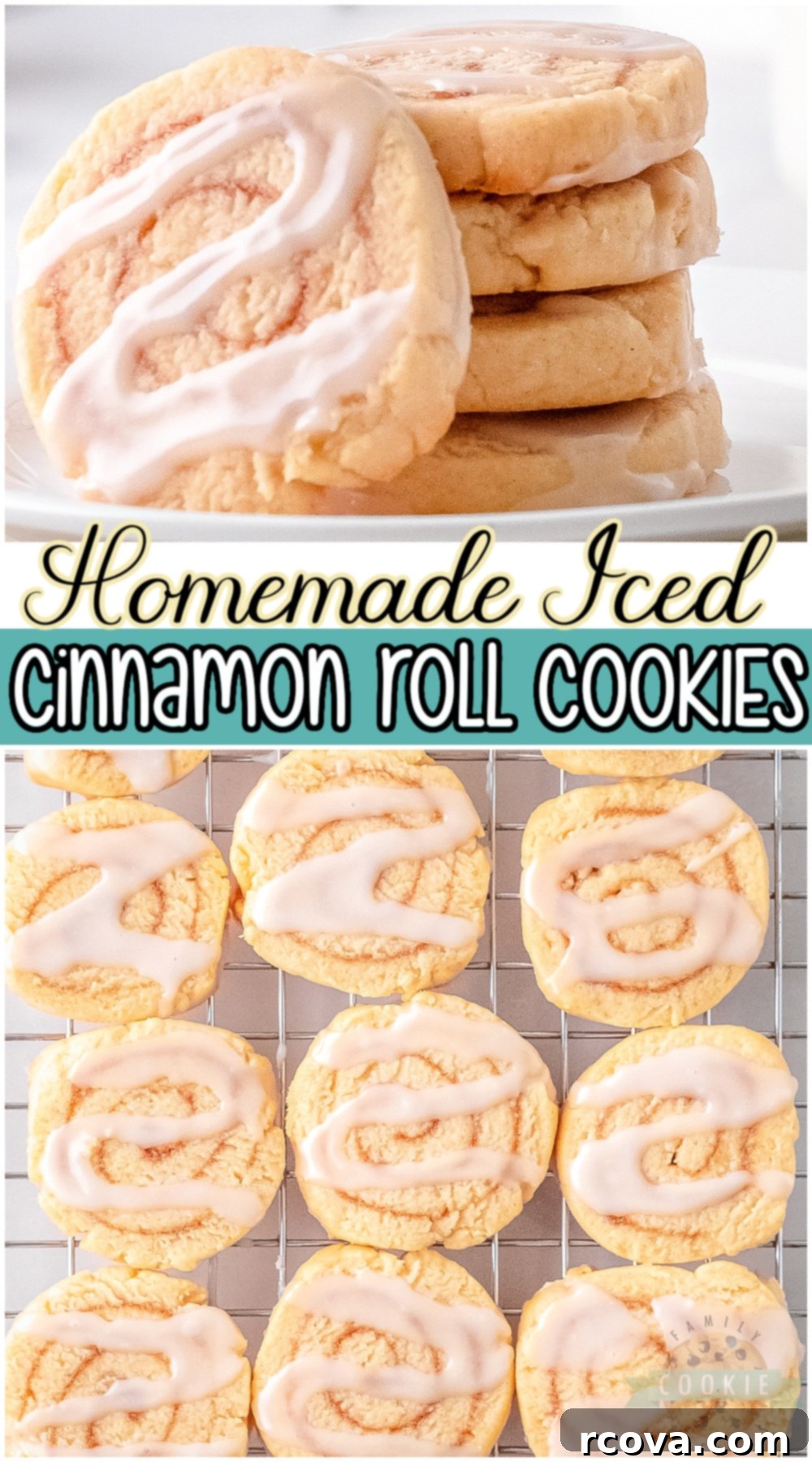 Cinnamon Bun Bliss Cookies 10 Promotional image for Cinnamon Roll Cookies recipe on Pinterest.