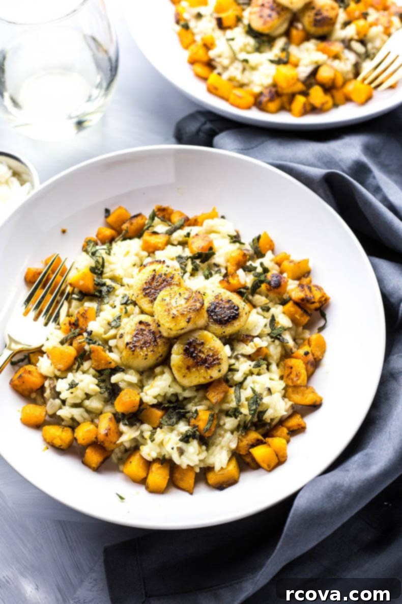 35+ Effortless Pescatarian Meal Prep Recipes for a Balanced Week 34 Seared Scallops with Butternut Squash Risotto, an elegant and flavorful dinner.