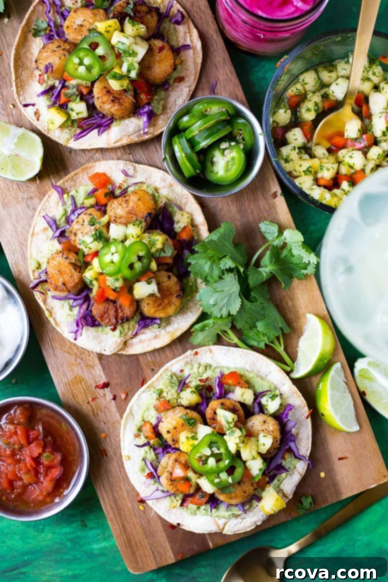 35+ Effortless Pescatarian Meal Prep Recipes for a Balanced Week 36 Seared Scallop Tacos with Pineapple Salsa, a vibrant and refreshing taco recipe.