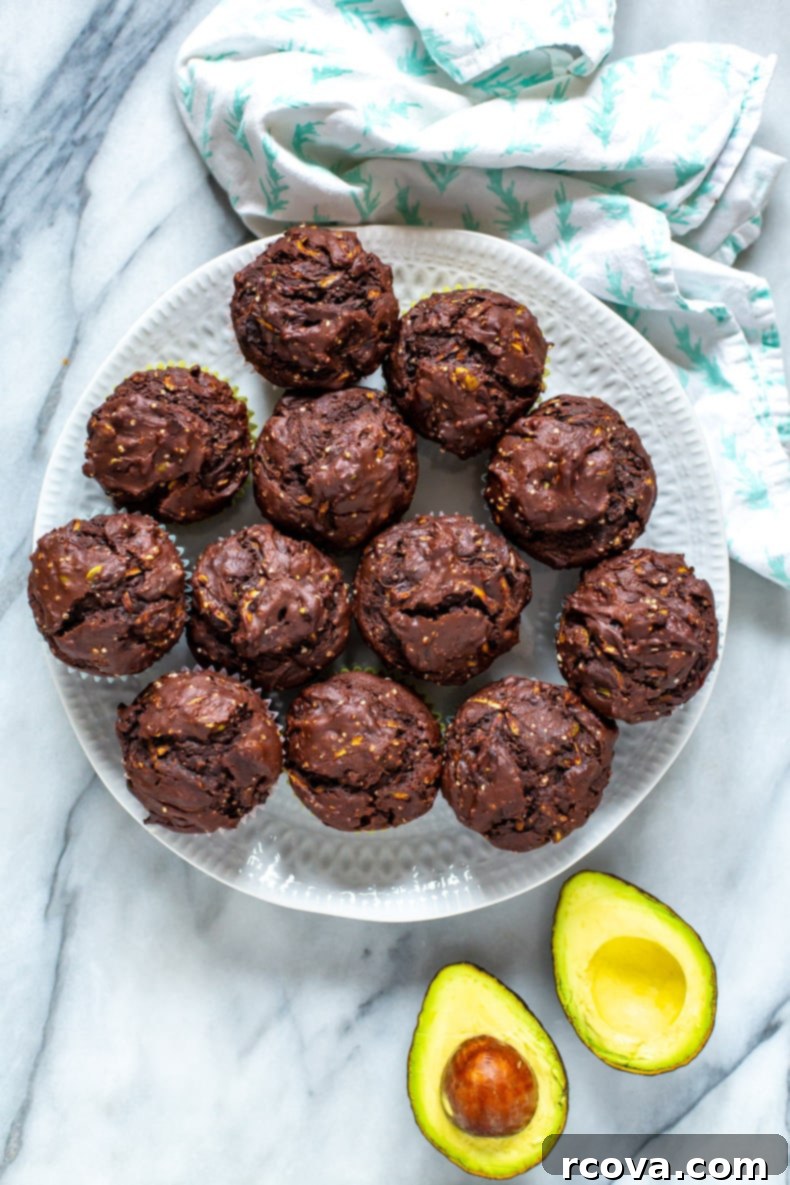 35+ Effortless Pescatarian Meal Prep Recipes for a Balanced Week 10 Avocado Zucchini Chocolate Muffins, a healthy and delicious pescatarian-friendly treat.