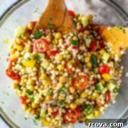 Effortless Mediterranean Couscous Salad for Meal Prep 9 An overhead shot of Mediterranean couscous salad.