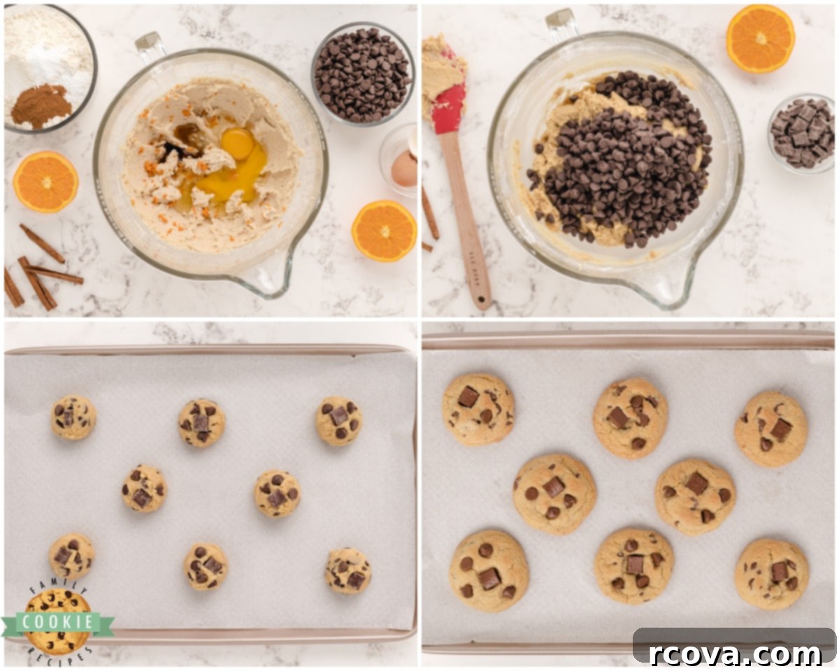 Spiced Citrus Chocolate Chip Cookies 4 Ingredients laid out for making orange cinnamon chocolate chip cookies.