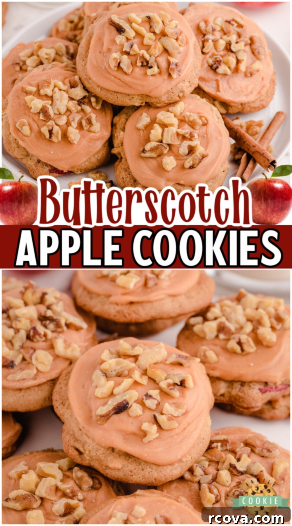 Golden Apple Butterscotch Delights 11 Butterscotch apple cookies are soft & chewy frosted cookies made with apples, brown sugar, butterscotch chips & cinnamon! Perfect apple cookie for anyone who craves Fall flavors.