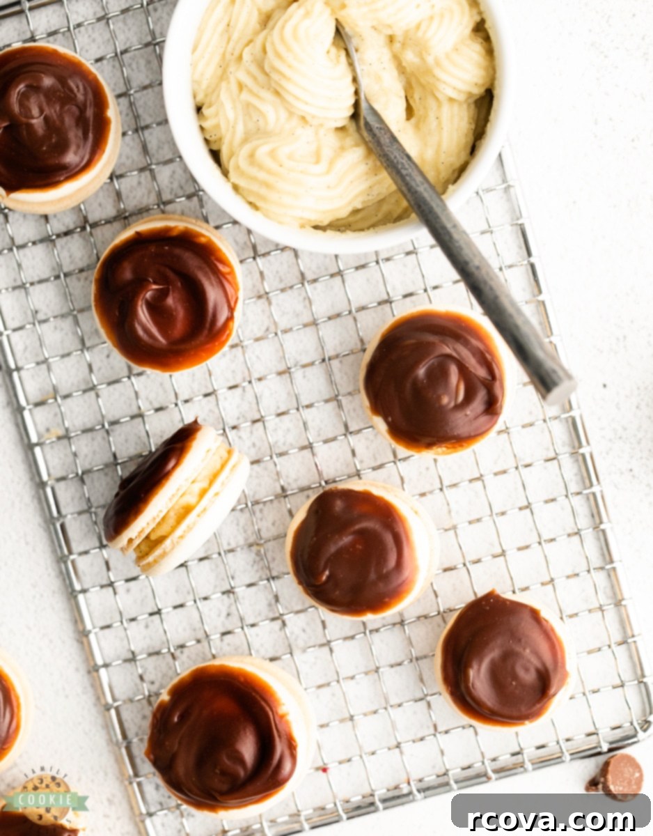 Boston Cream Pie Macarons 4 Creamy vanilla custard filling for Boston Cream Pie Macarons