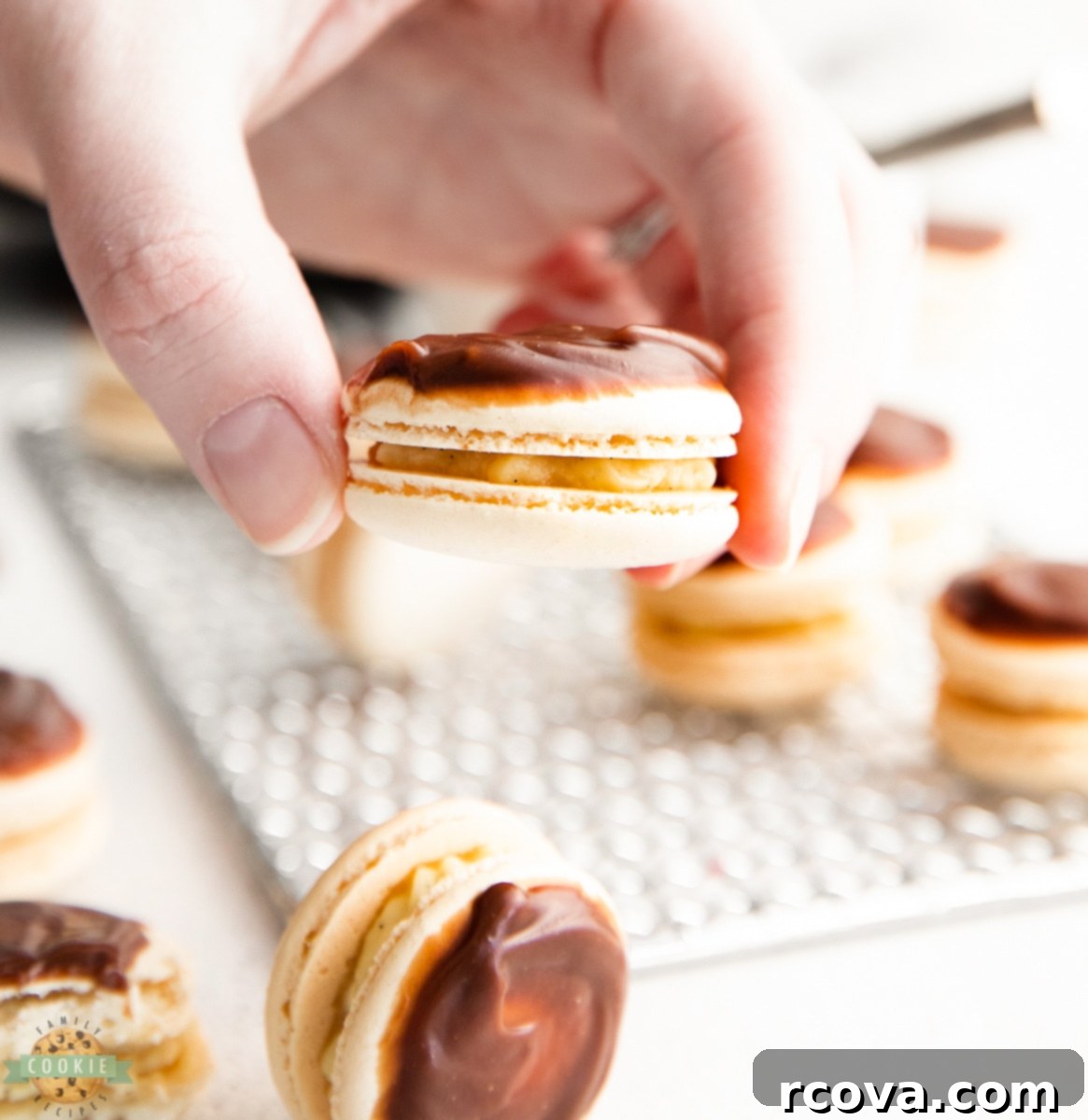 Boston Cream Pie Macarons 6 Macaron batter at the perfect 'figure 8' consistency for piping