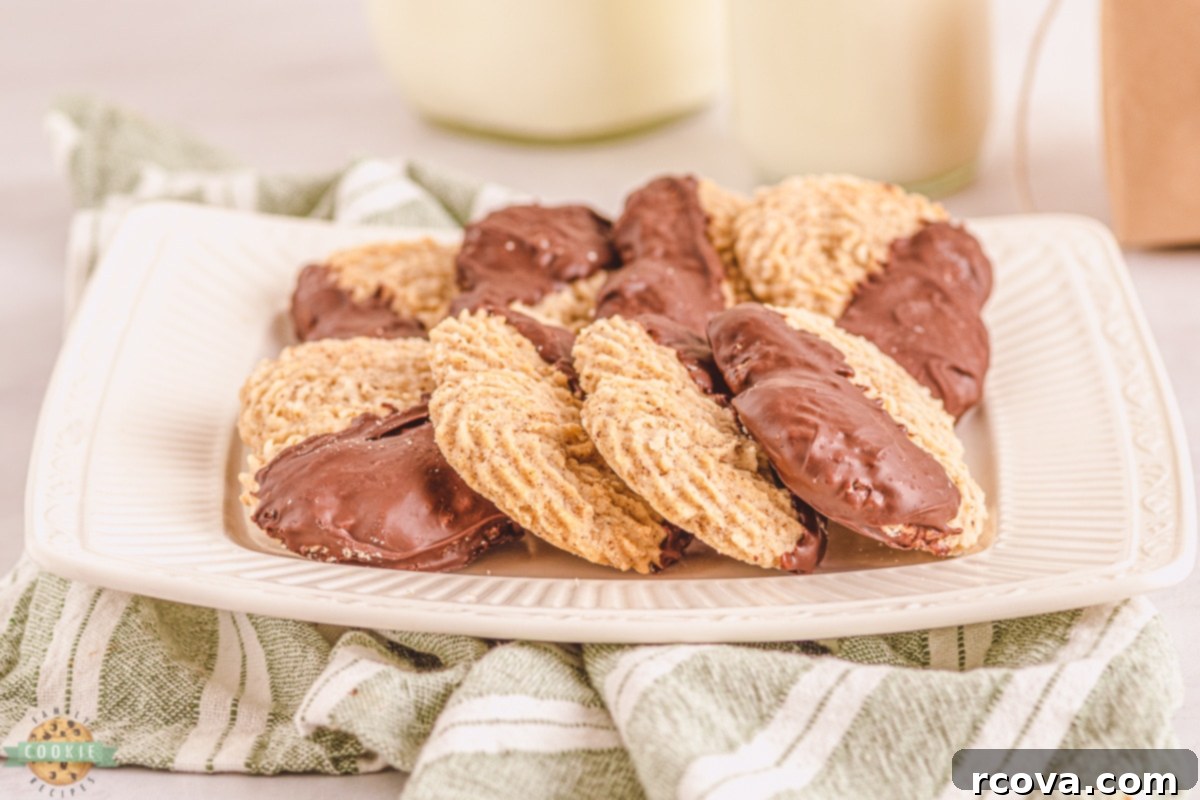 Rich Buttery Espresso Cookies 2 Espresso Butter Cookies: Buttery tender cookies spiked with espresso powder & dipped in chocolate!