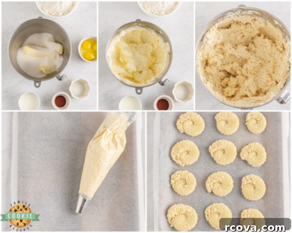 Rich Buttery Espresso Cookies 4 classic butter cookie dough being prepared