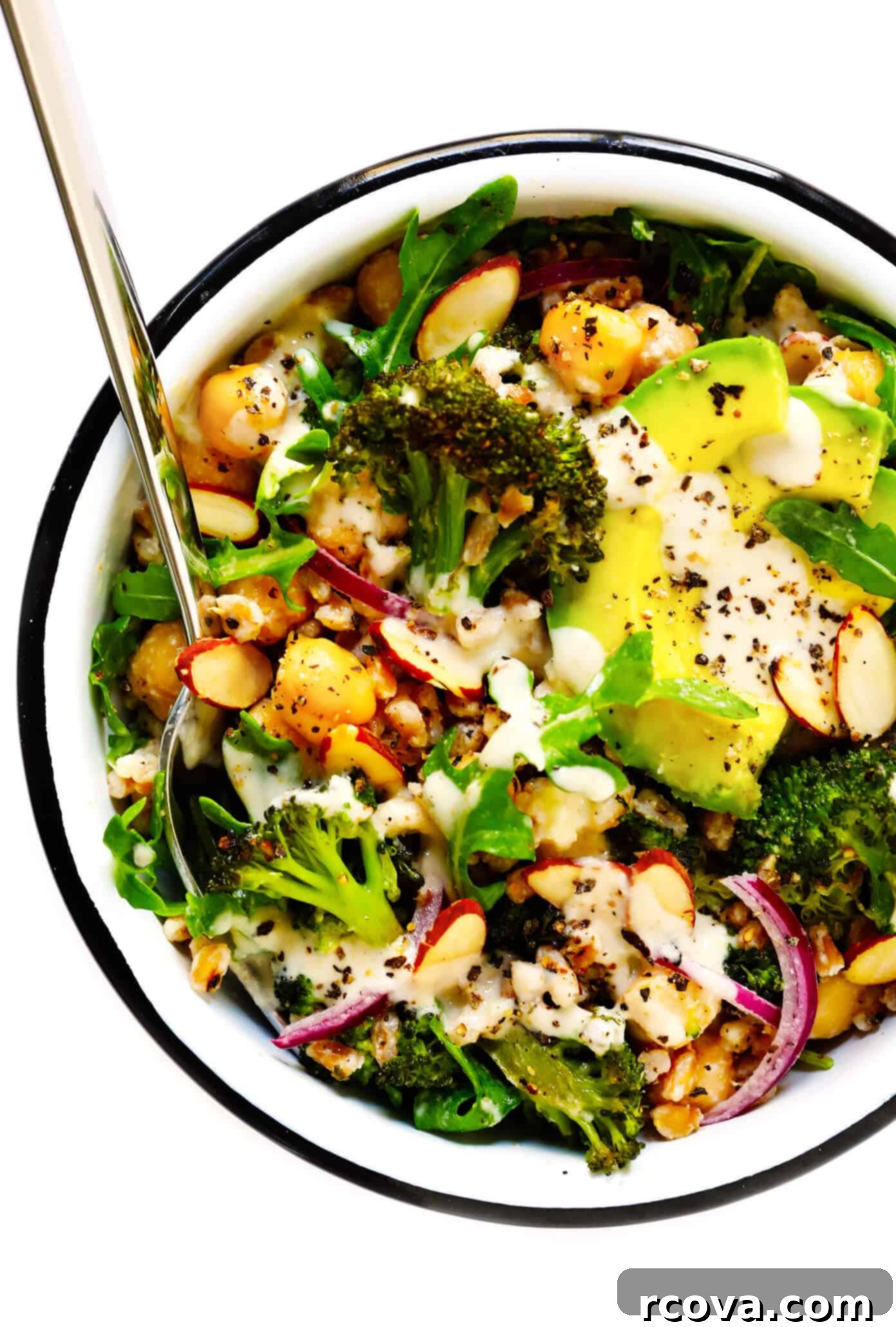 Over 20 Healthy Grain Bowl Recipes for Stress-Free Meal Prep 23 Roasted Broccoli and Farro Bowls via Gimme Some Oven, a naturally vegan dish.