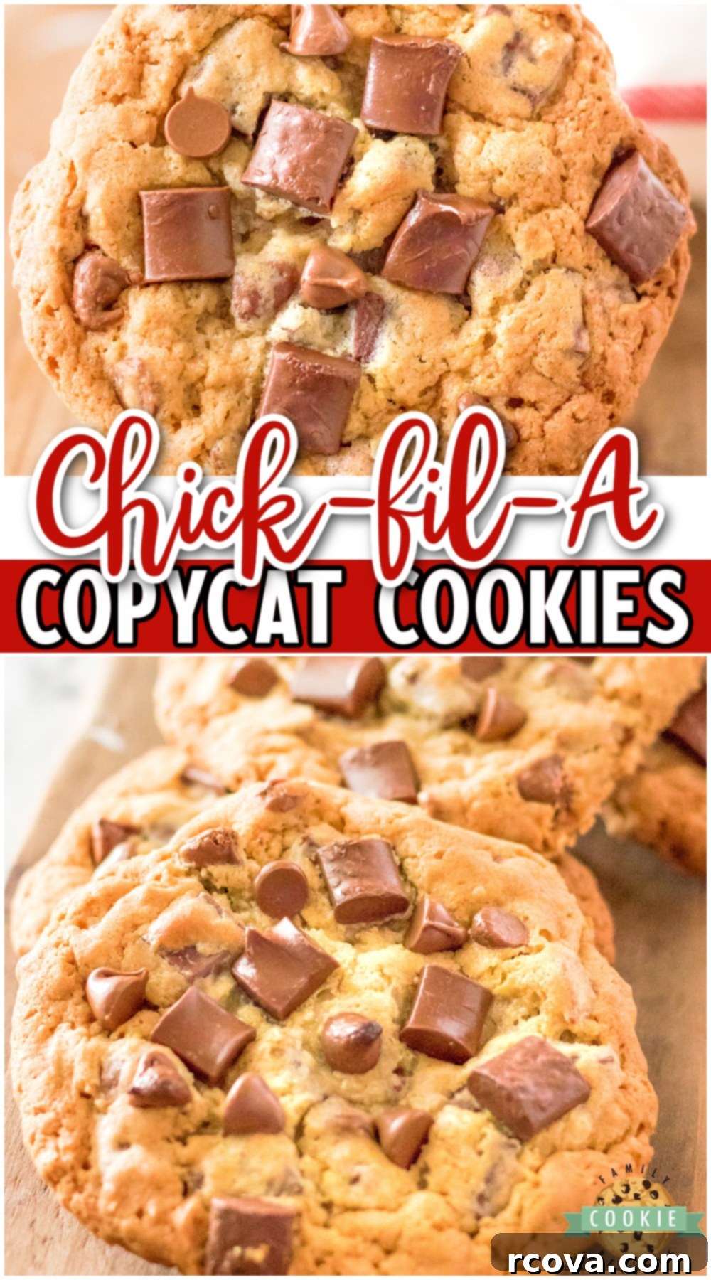 Your Favorite Chick Fil A Cookies At Home 12 Copycat Chick-fil-A cookies are soft & chewy chocolate chip made even better than the restaurant! Double chocolate chunk cookies that everyone loves! A beautifully styled image of the cookies ready to be enjoyed.