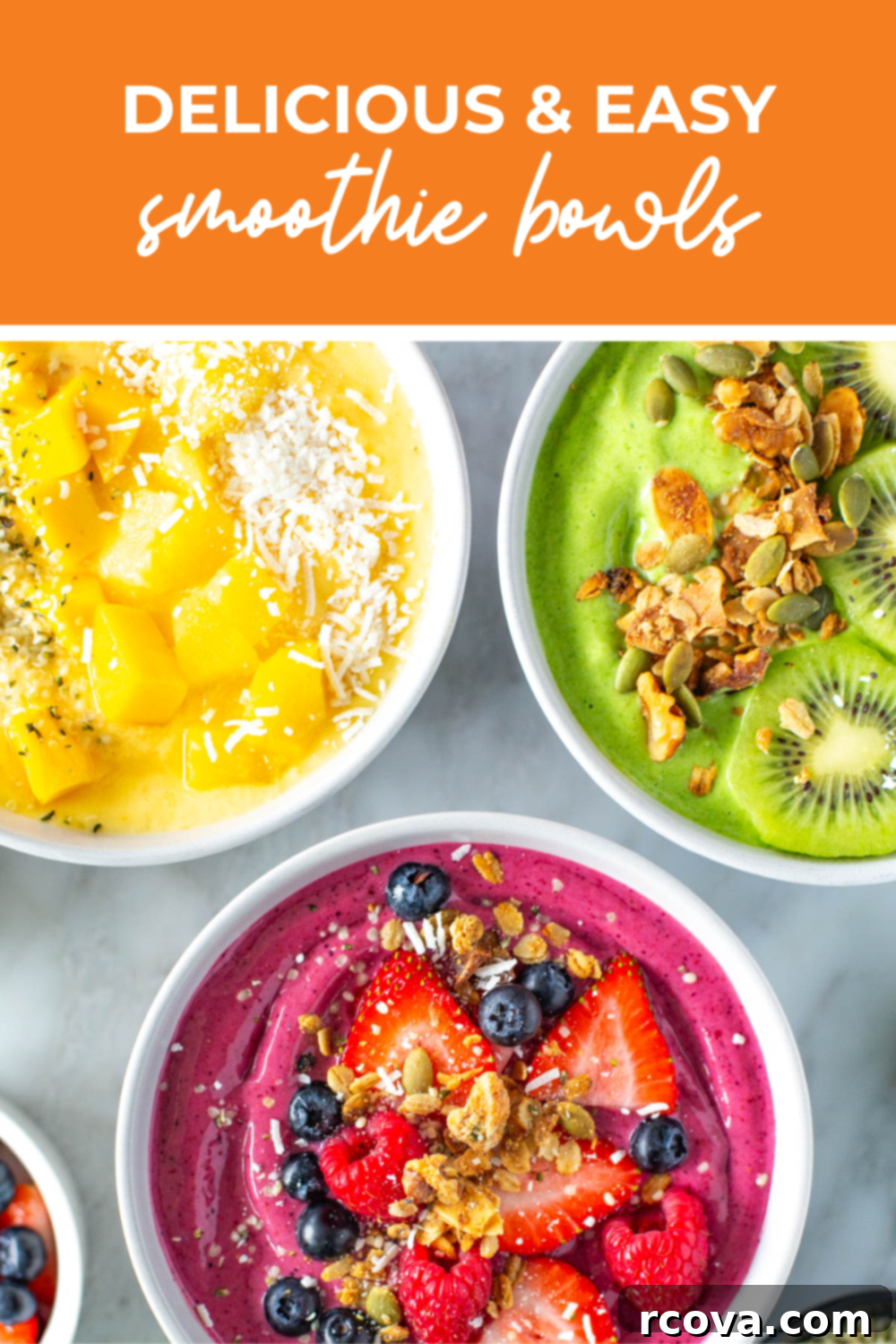 Whip Up Amazing Smoothie Bowls 12 overhead shot of plated dish with green banner in the middle - reading "cilantro lime chicken tacos"