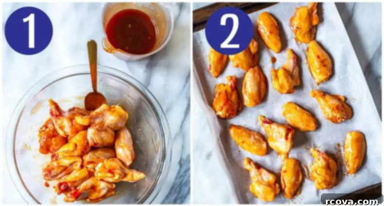 Korean Sticky Oven Wings 5 First two steps for making Healthy Korean Chicken Wings: mixing sauce and marinating chicken