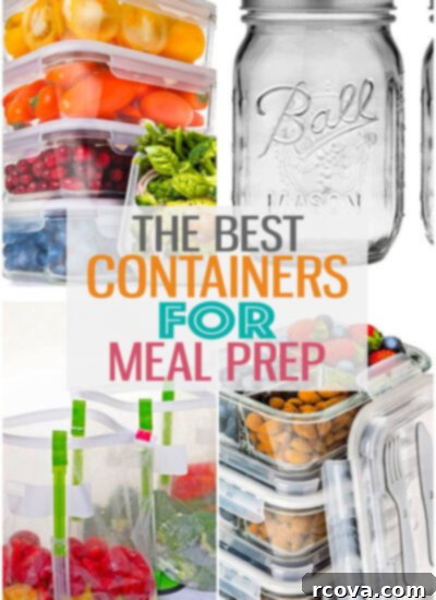 Meal Prep Shelf Life: Your Fridge Storage Guide 8 A collage of different meal prep containers with the text "The Best Containers for Meal Prep" layered over top.
